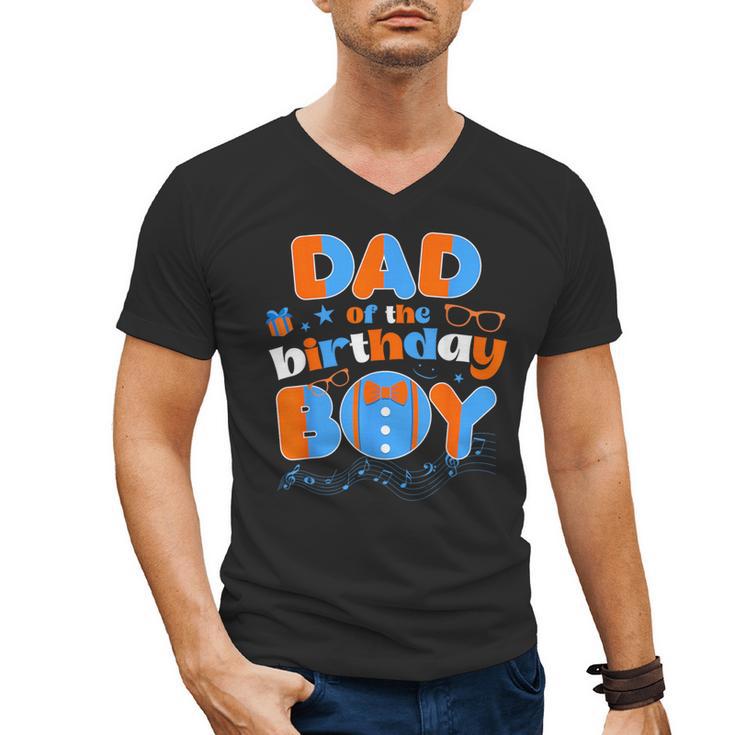 Dad Of The Birthday Boy Matching Family Blippy Men's V-Neck T-Shirt