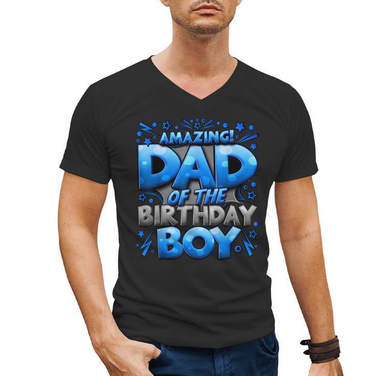 Dad Of The Birthday Boy Matching Family Father Men's V-Neck T-Shirt
