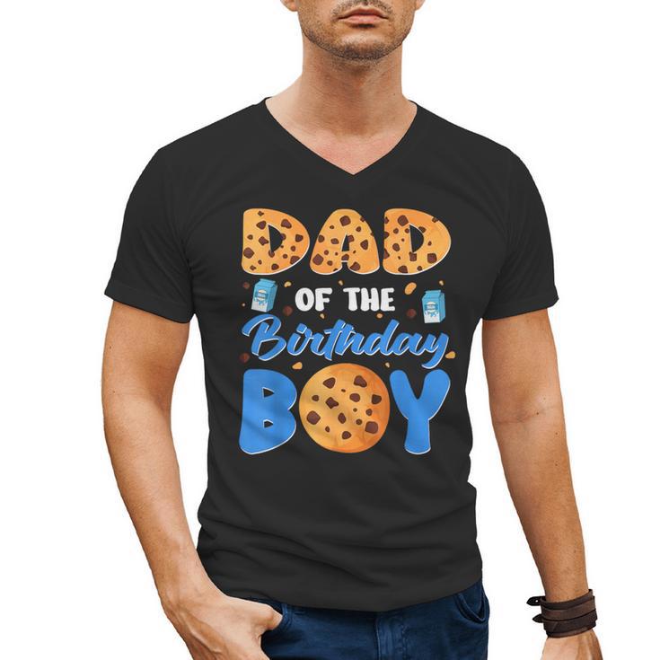 Dad Of The Birthday Boy Milk And Cookies 1 Year Old Men's V-Neck T-Shirt
