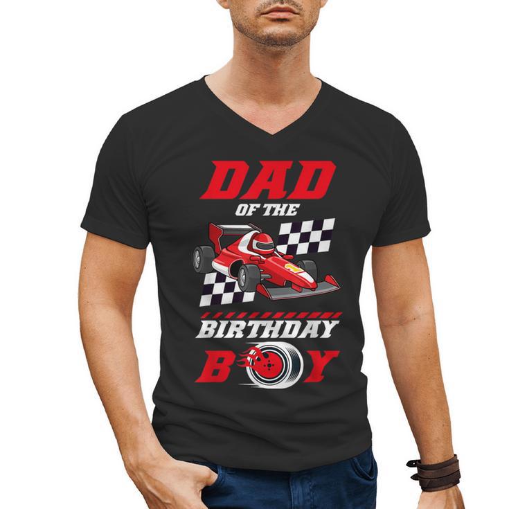 Dad Of The Birthday Boy Pit Crew Race Car Matching Family Men's V-Neck T-Shirt