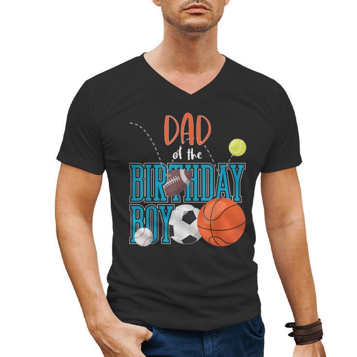 Dad Of The Birthday Boy Sports Matching Family Men's V-Neck T-Shirt