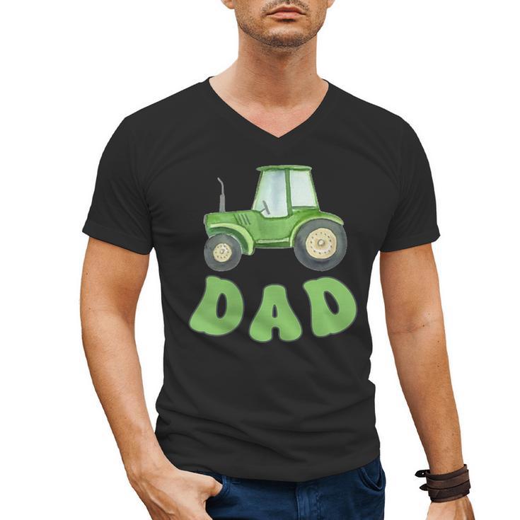 Dad Of The Birthday Boy Tractor Farm Trucks Family Party Men's V-Neck T-Shirt