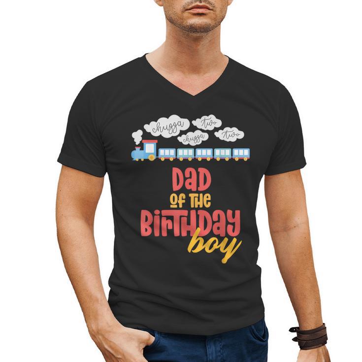 Dad Birthday Boy Train I'm 2 Two Yr Old Chugga Engine Men's V-Neck T-Shirt
