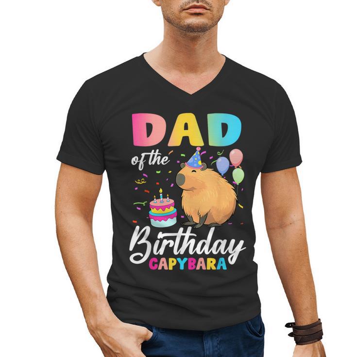 Dad Of The Birthday Capybara Girl Bday Party Family Men's V-Neck T-Shirt