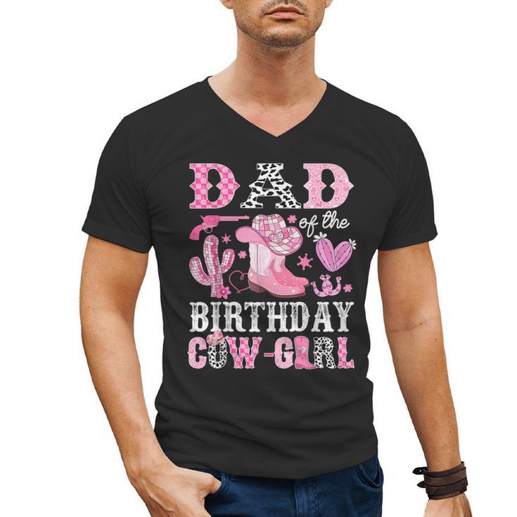 Dad Of The Birthday Cow-Girl Rodeo Cowgirl Bday Men's V-Neck T-Shirt