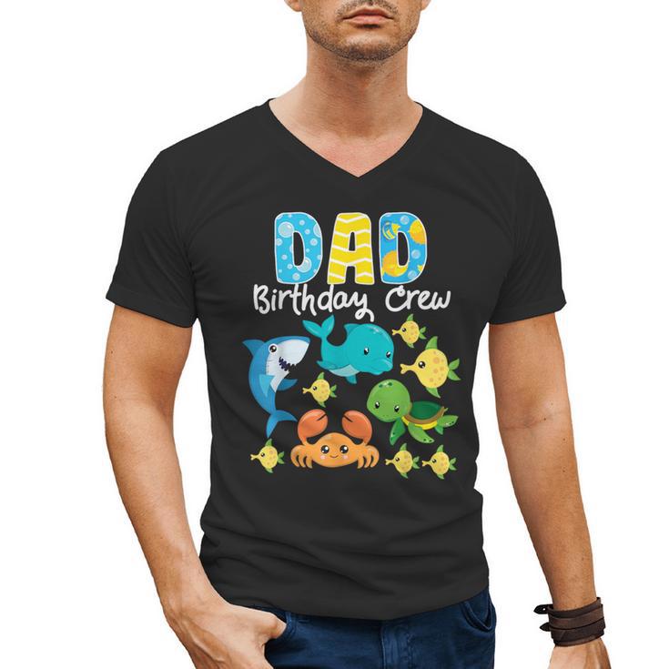 Dad Birthday Crew Sea Ocean Fish Aquarium Bday Party Men's V-Neck T-Shirt
