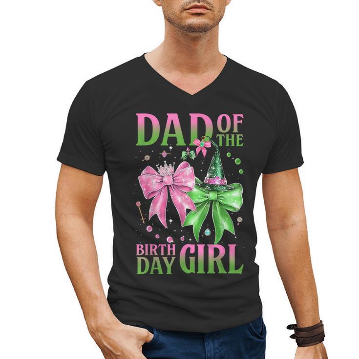 Dad Of The Birthday Girl Coquette Matching Family Party Men's V-Neck T-Shirt
