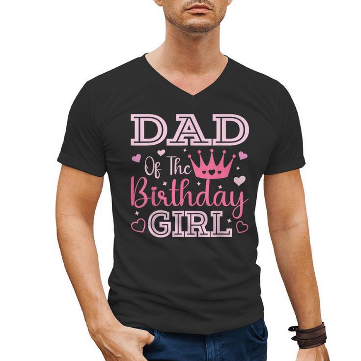 Dad Of The Birthday Girl Cute Pink Matching Family Party Men's V-Neck T-Shirt