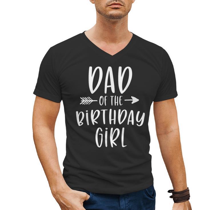 Dad Of The Birthday Girl Daddy & Daughter Bday Party Father Men's V-Neck T-Shirt
