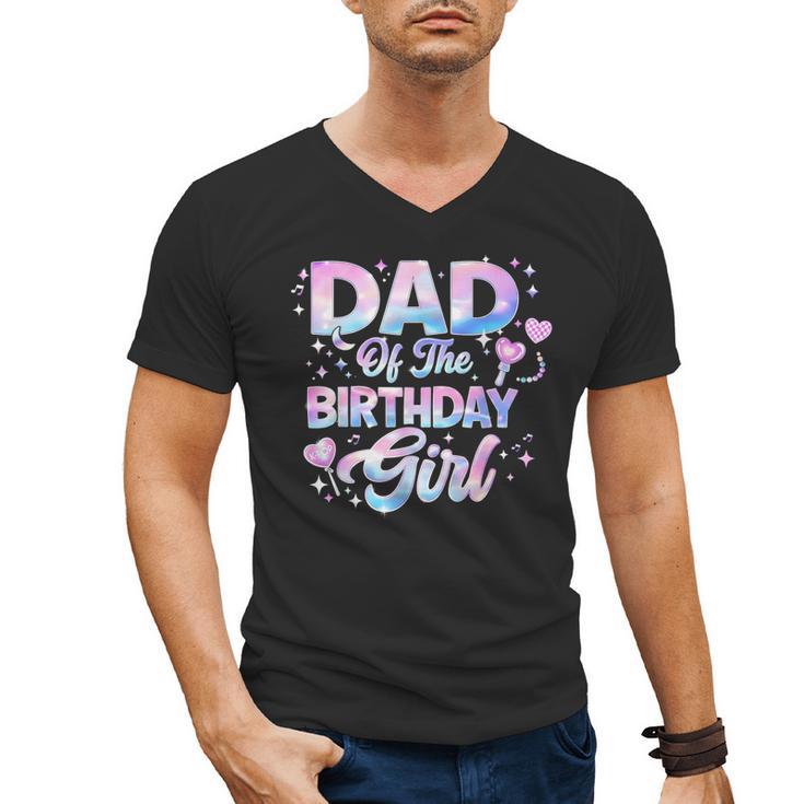 Dad Of The Birthday Girl Kpop Family Matching Party Men's V-Neck T-Shirt