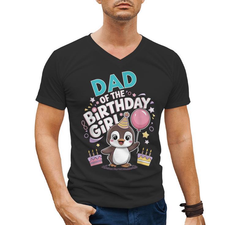 Dad Of The Birthday Girl Pesto Baby Penguin Party Men's V-Neck T-Shirt