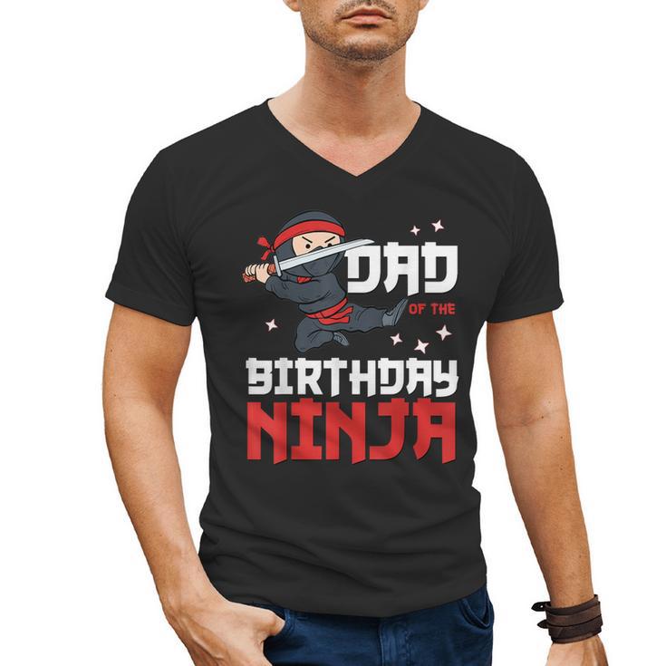 Dad Of The Birthday Ninja Daddy Party Best Father Boy Pop Men's V-Neck T-Shirt