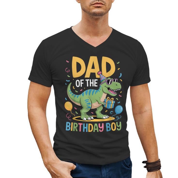 Dad Of The Birthday Party Outfit Dinosaur Squad Daddy Men's V-Neck T-Shirt