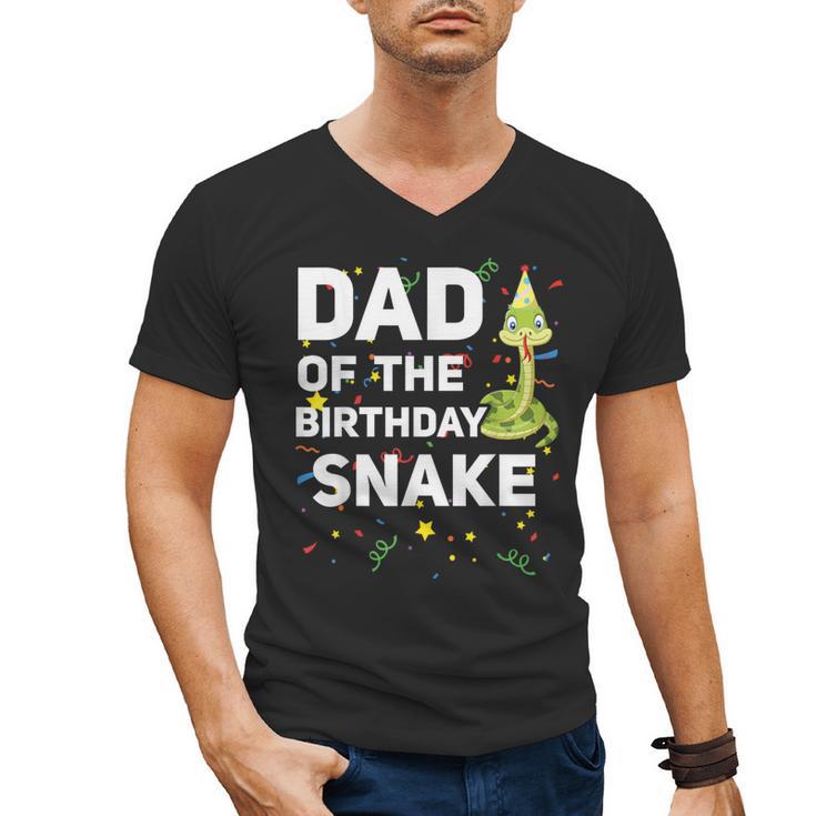 Dad Of The Birthday Snake Themed Birthday Party Men's V-Neck T-Shirt