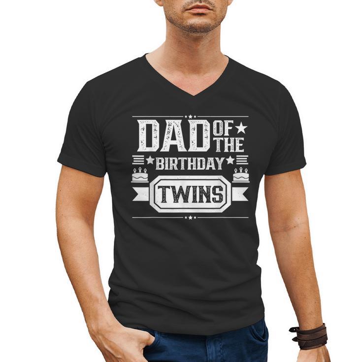 Dad Of The Birthday Twins Cute Twin Celebrate Father Daddy Men's V-Neck T-Shirt