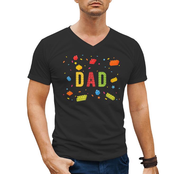 Dad Building Blocks Birthday Boy Men's V-Neck T-Shirt