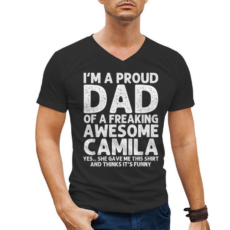 Dad Of CAMILA Father's Day Personalized Name Joke Men's V-Neck T-Shirt