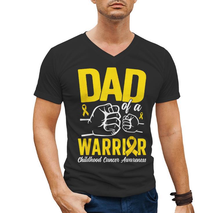Dad Of A Childhood Cancer Warrior Childhood Cancer Awareness Men's V-Neck T-Shirt