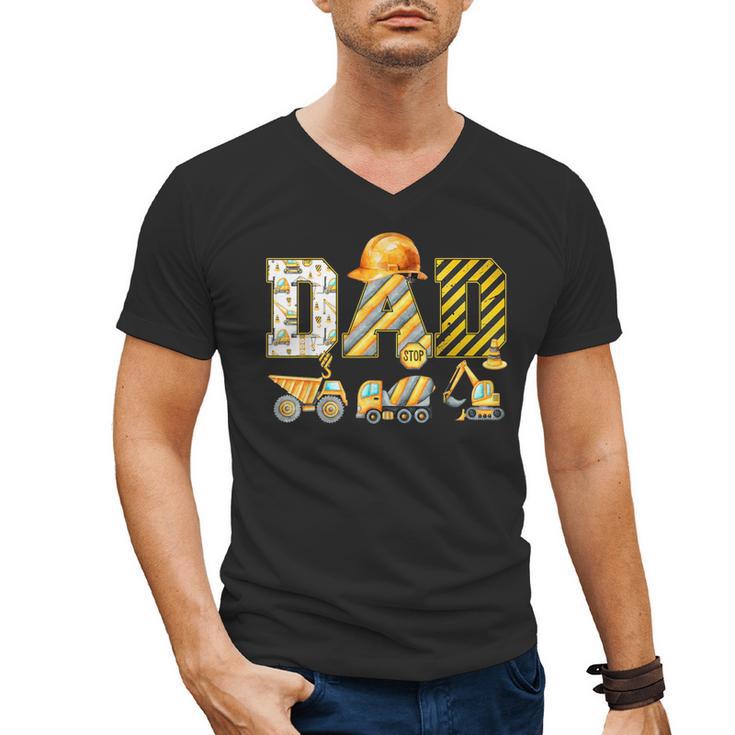 Dad Construction Excavator Kids Matching Family Party Men's V-Neck T-Shirt