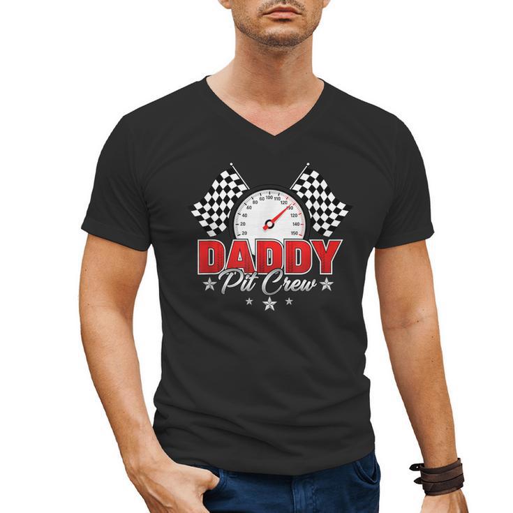 Dad Daddy Pit Crew Race Car Birthday Racing Party Men's V-Neck T-Shirt