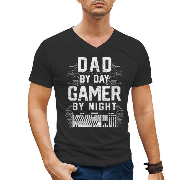 Dad By Day Gamer By Night PC Gaming Gift Men's V-Neck T-Shirt