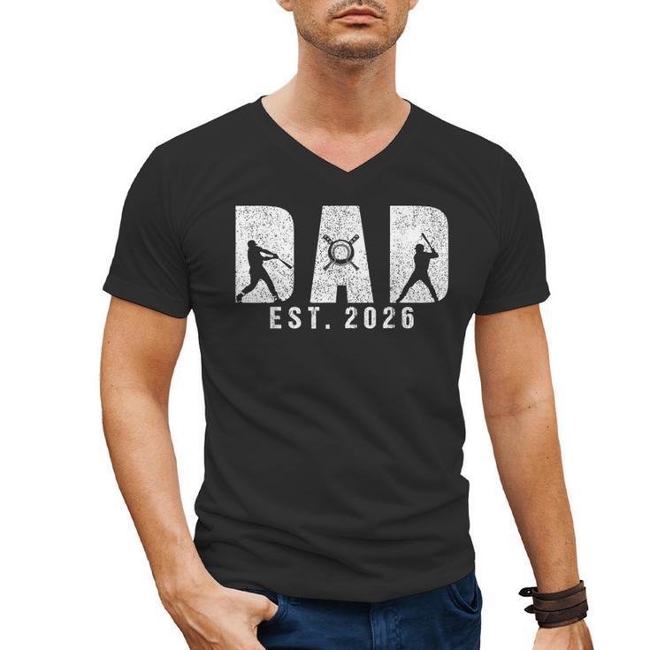 Dad Est 2026 Baseball Dad To Be New Baby Daddy Father's Day Men's V-Neck T-Shirt