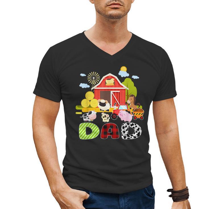 Dad Farm Animal Birthday Family Matching Party Men's V-Neck T-Shirt