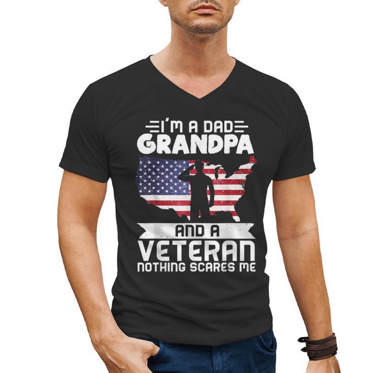 Dad Grandpa Veteran Nothing Scares Patriotic Veterans Day Men's V-Neck T-Shirt