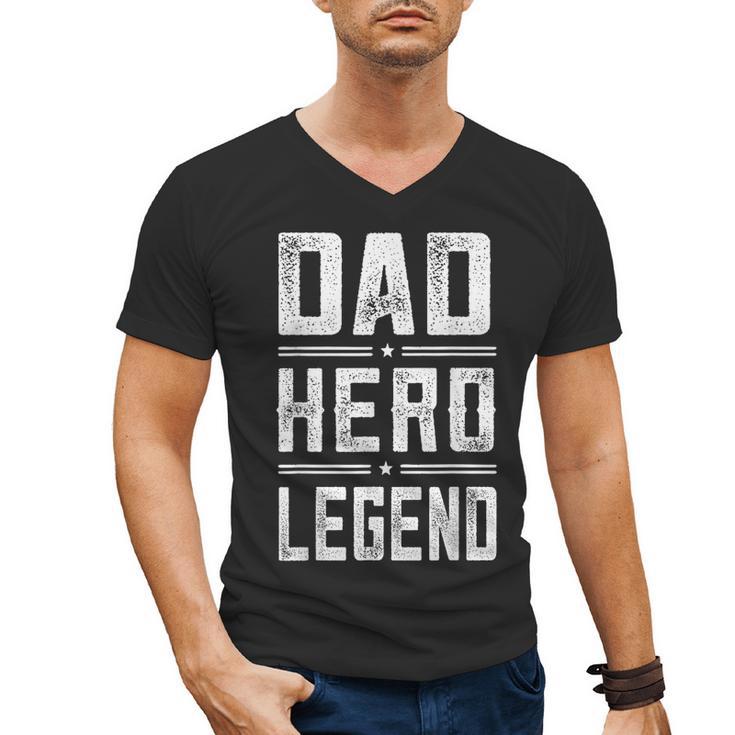 Dad Hero Legend Vintage Distressed Dad Men's V-Neck T-Shirt