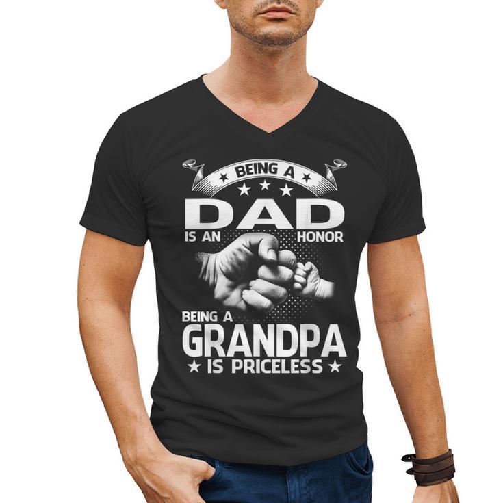 Being A Dad Is An Honor Being A Grandpa Is Priceless Men's V-Neck T-Shirt