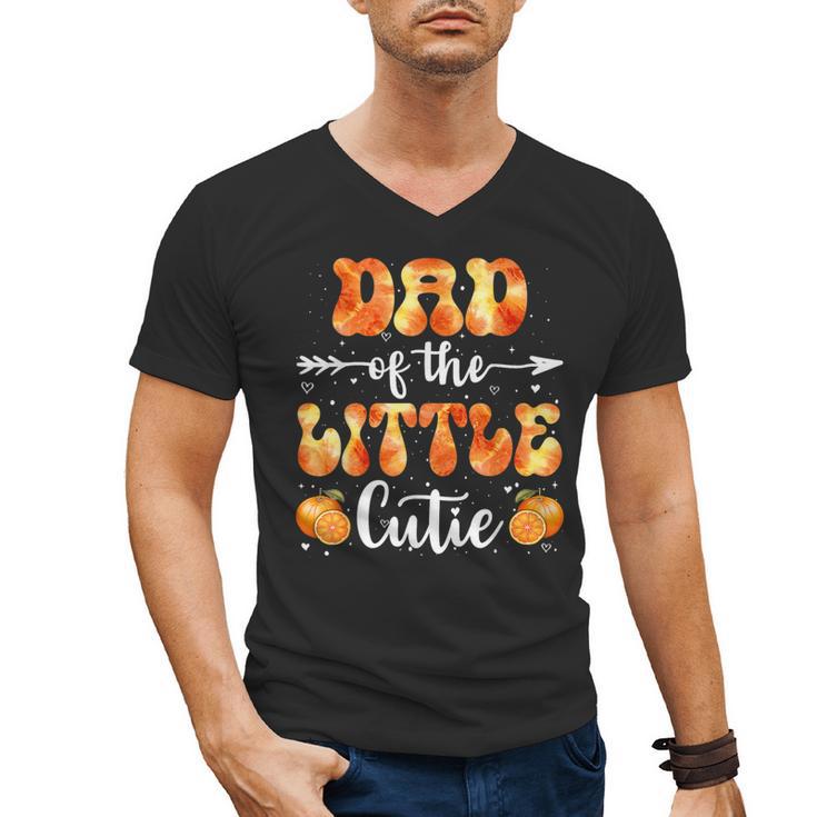 Dad Little Cutie Baby Shower Orange 1st Birthday Party Men's V-Neck T-Shirt