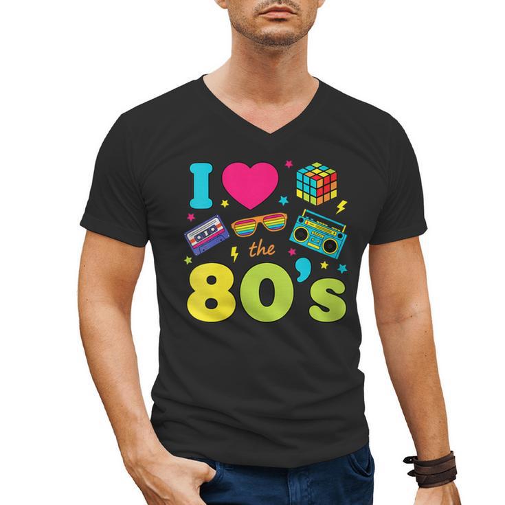 Dad I Love The 80's Retro 80s Nostalgia For Dad Men's V-Neck T-Shirt