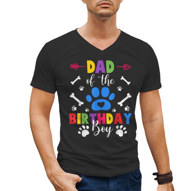 Dad And Mom Of The Birthday Boy Dog Paw Family Matching Men's V-Neck T-Shirt