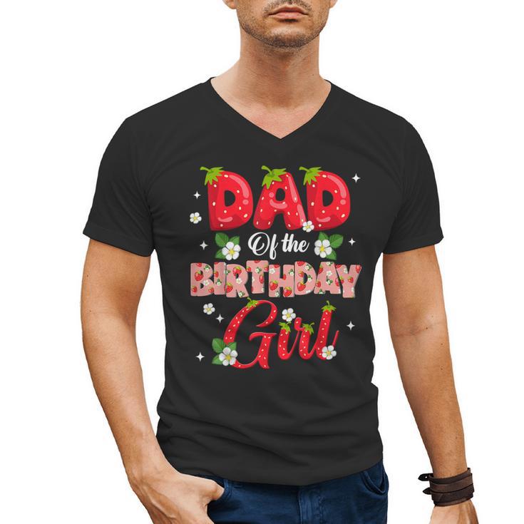 Dad And Mom Birthday Girl Strawberry Berry Sweet One Two Men's V-Neck T-Shirt