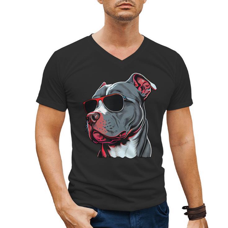 Dad Mom Cool Dog Sunglasses Pitbull Men's V-Neck T-Shirt
