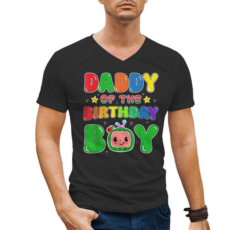 Dad And Mom Daddy Of The Birthday Boy Tee Melon Family Party Men's V-Neck T-Shirt