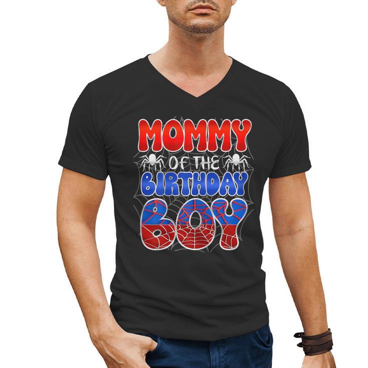 Dad And Mom Mommy Birthday Boy Spider Family Matching Men's V-Neck T-Shirt