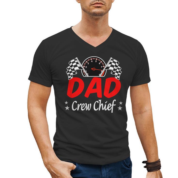 Dad Pit Crew Chief Racing Birthday Childs Party Fun Men's V-Neck T-Shirt