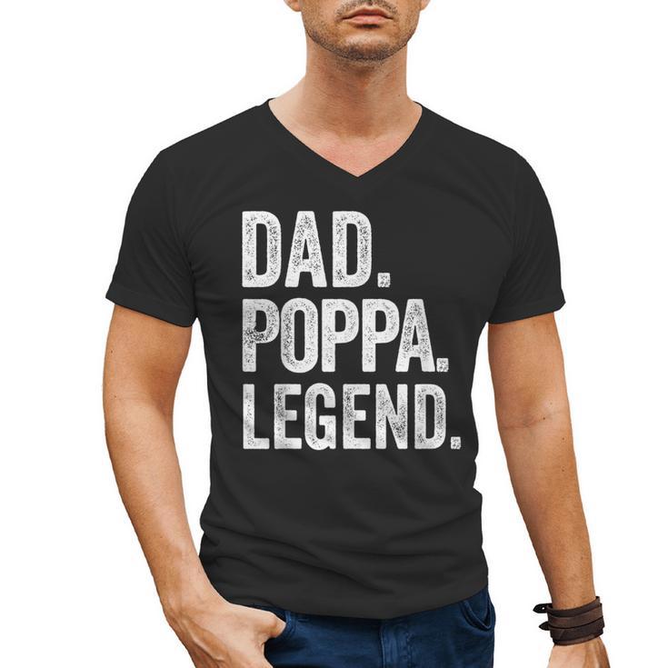 Dad Poppa Legend Vintage Distressed Bold Poppa Graphic Men's V-Neck T-Shirt