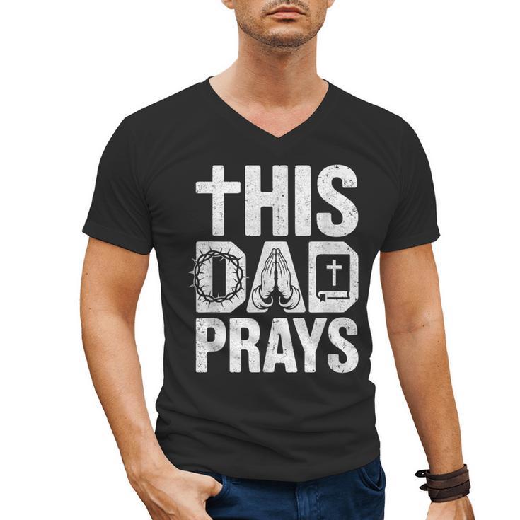 This Dad Pray Religious Vintage Father's Day Christian Daddy Men's V-Neck T-Shirt