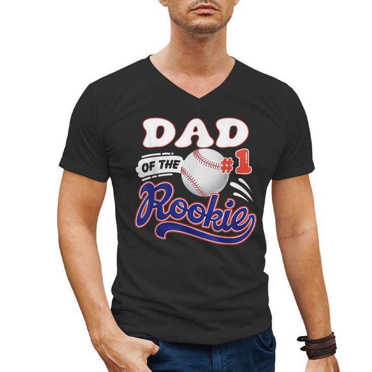 Dad Rookie Of Year 1st Birthday Baseball Theme Matching Men's V-Neck T-Shirt