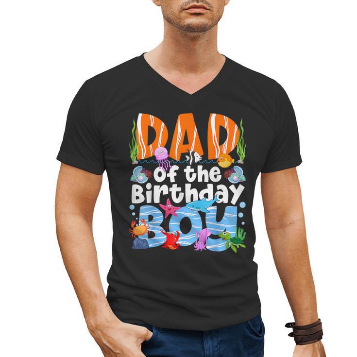 Dad Under Sea Birthday Party Boys Ocean Sea Animals Themed Men's V-Neck T-Shirt