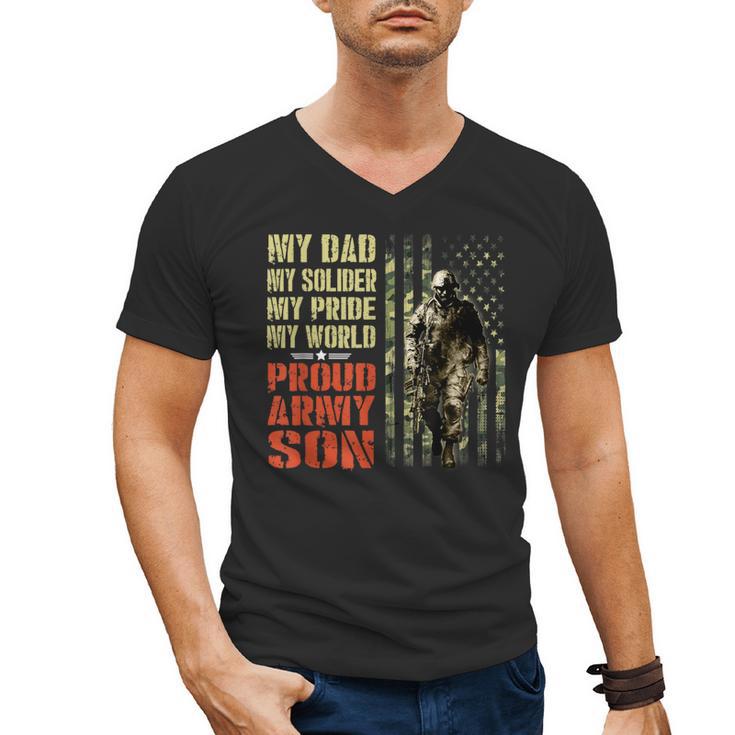 My Dad Is A Soldier Hero Proud Army Son US Military Men's V-Neck T-Shirt