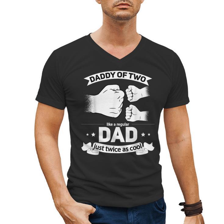 Dad Squared Fathers Day Dad Of Two Cool Daddy Of 2 Men's V-Neck T-Shirt