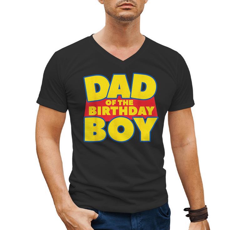 Dad Of The Toy Birthday Boy Story Theme B-Day Men's V-Neck T-Shirt