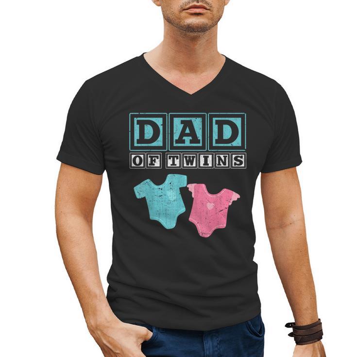 Dad Of Twins Family Daddy Fathers Day Future Parents Men's V-Neck T-Shirt