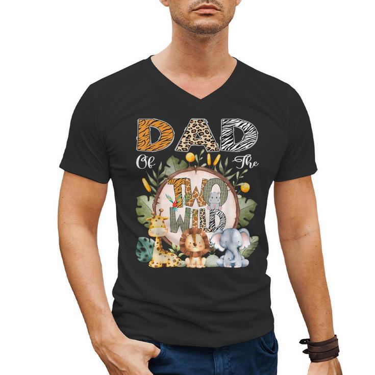 Dad Of The Two Wild Animal Safari 2Nd Birthday Party Men's V-Neck T-Shirt