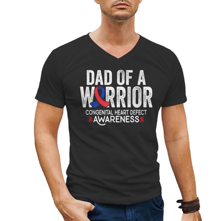 Dad Of a Warrior CHD Congenital Heart Defect Awareness CHD Men's V-Neck T-Shirt