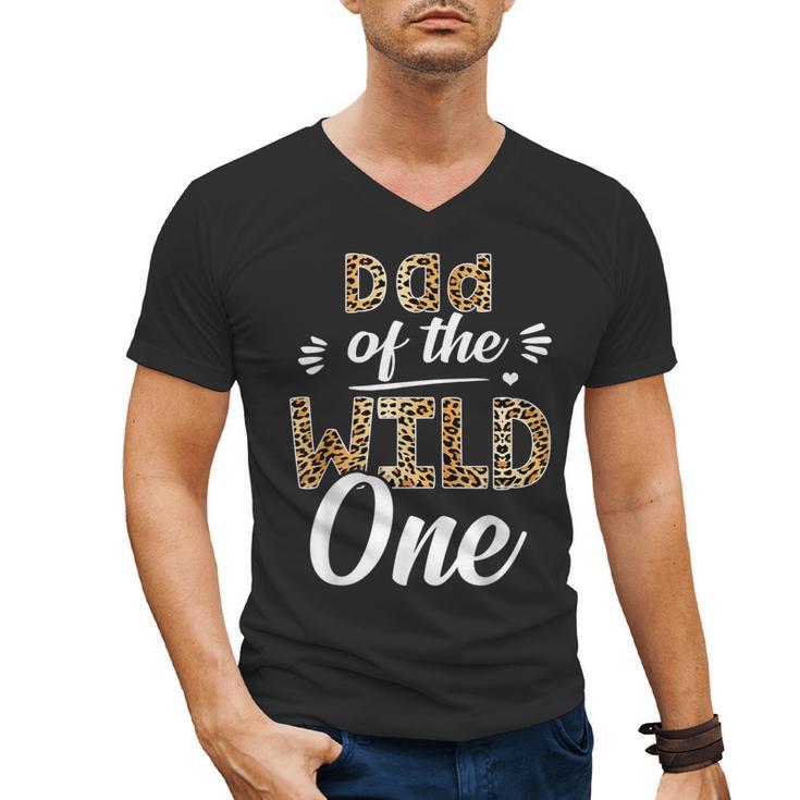 Dad Of The Wild One Zoo Themed 1st Birthday Party Men's V-Neck T-Shirt