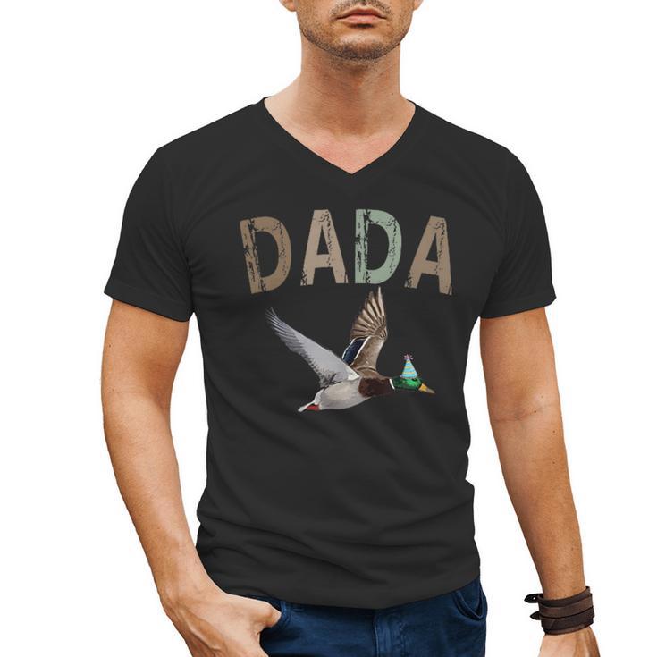 Dada Duck Hunting One Lucky Duck 1st Birthday Family Party Men's V-Neck T-Shirt